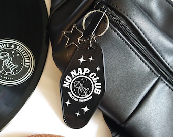 NO NAP CLUB | Retro Motel Trendy Keychain | Custom Diaper Bag, Fanny Pack, Crossbody Accessories