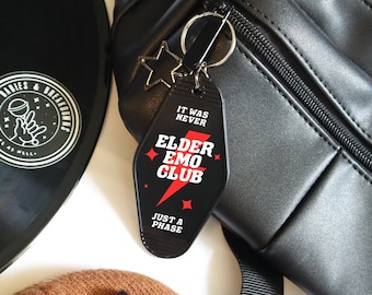 Elder Emo Club | Retro Motel Trendy Keychain | Custom Diaper Bag, Fanny Pack, Crossbody Accessories