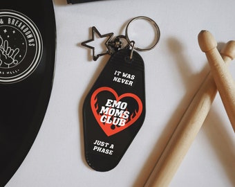 Emo Moms Club | Retro Motel Trendy Keychain | Custom Diaper Bag, Fanny Pack, Crossbody Accessories