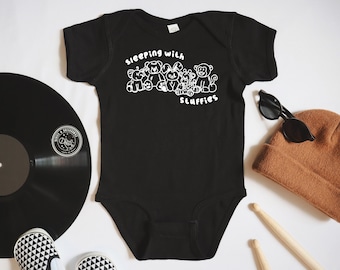 Sleeping with Stuffies Baby Bodysuit: Alternative Emo Punk Style