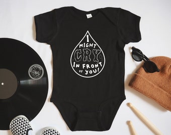 I Might Cry Baby Bodysuit: Handmade Band Parody Design