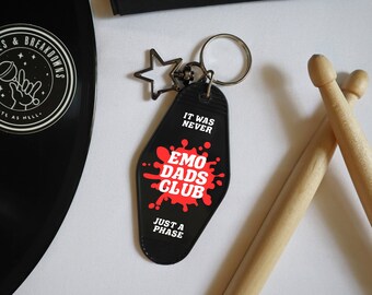 Emo Dads Club | Retro Motel Trendy Keychain | Custom Diaper Bag, Fanny Pack, Crossbody Accessories