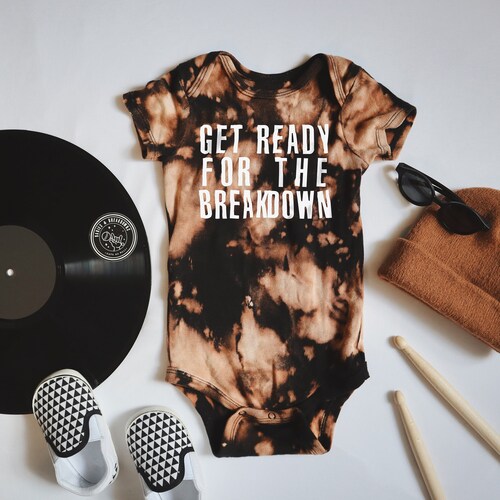 Get Ready For The Breakdown Baby Bodysuit: Metalcore Parody, Bleach-Dyed