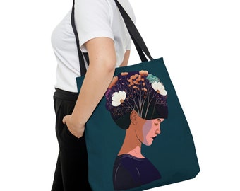Nature Goddess Tote Bag (AOP) - Flower Woman - Mother Nature - Unique Art for Mother-s Day - Original Digital Art