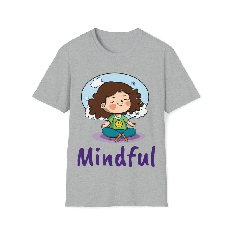 Mindful Meditation T-Shirt Happy Little Girl Meditating with a smiley t-shirt image 3