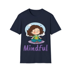 Mindful Meditation T-Shirt Happy Little Girl Meditating with a smiley t-shirt image 2