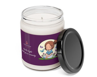 Mindful Meditation Soy Candles - Inspiring Woman Meditating - Serene Moments & Joyful Meditations - 9oz Soy Candles with Whimsical Artwork