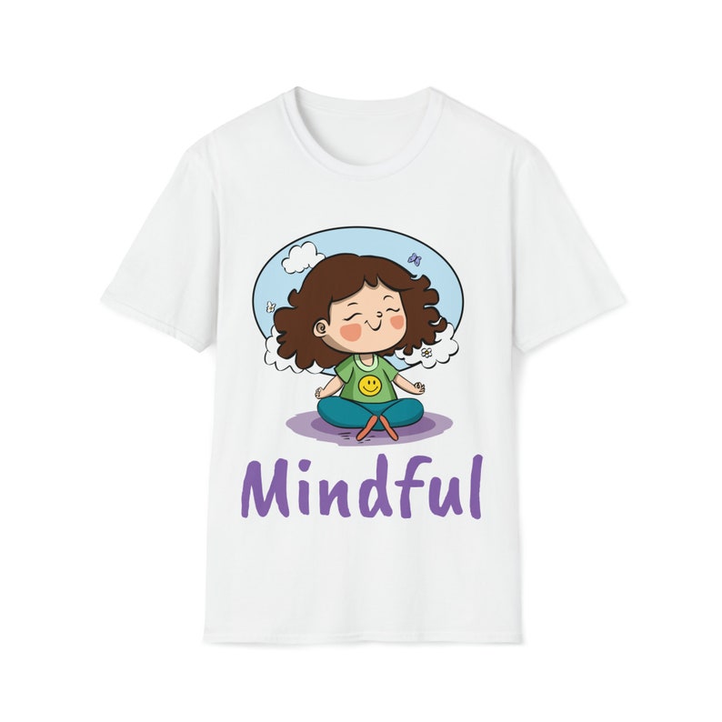 Mindful Meditation T-Shirt Happy Little Girl Meditating with a smiley t-shirt image 1