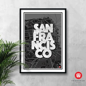 SAN FRANCISCO Map. San Francisco City Plan. Digital Download (5 files). Poster. Home Office Decor. Design. Decoration. Printable Art.