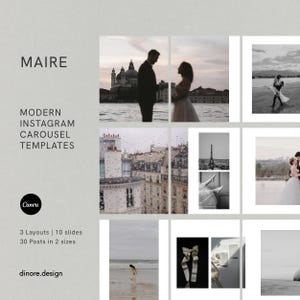 Photographer Instagram Carousel Templates Instagram Carousel Post Templates for Wedding Photographers Social Media Content Canva Template