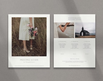 Photography Pricing Guide Template for Wedding Photographers: Editable Canva Price List (Digital Download)
