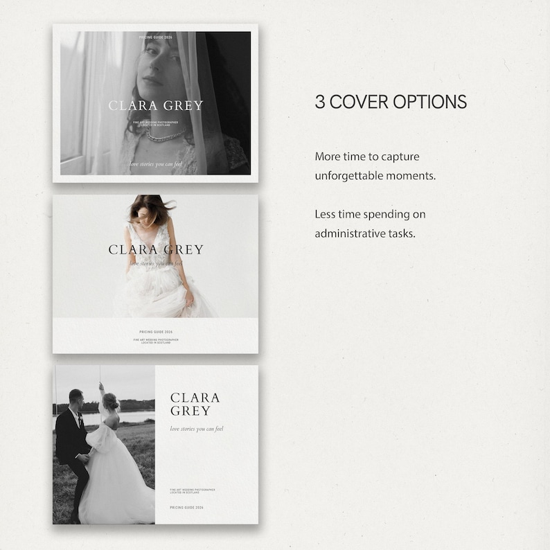 Elegant Wedding Photography Pricing Guide: Canva Ivestment with Pre-Written Content (Digital Download)