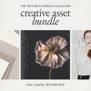 Creative Photo Asset Bundle with Fine Art Paper Textures, Photoshop Overlays (Digital Download, JPG)