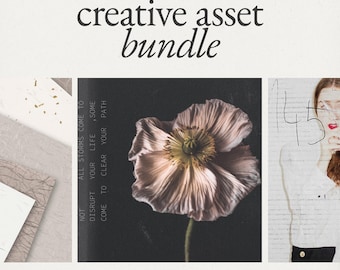 Creative Photo Asset Bundle with Fine Art Paper Textures, Photoshop Overlays (Digital Download, JPG)