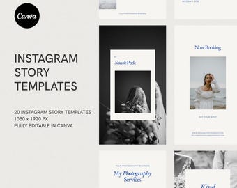 Wedding Photography Instagram Story Templates: Canva Editable (Digital Download)