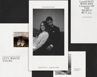 Elegant Wedding Photography Instagram Story Templates: Canva Editorial Layouts for Photographers (Digital Download)