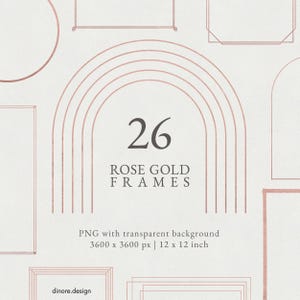 Rose Goldrahmen Clipart, Metallische Rose Goldene Rahmen, DIY Hochzeitseinladung, Einladung Vorlage, Rose Gold Rahmen PNG