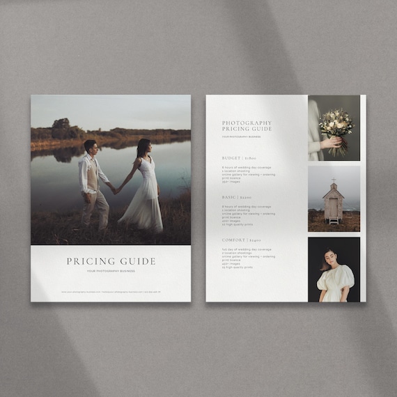 Wedding Photography Pricing Guide Template for Photographers: Editable Canva Price List (Digital Download)