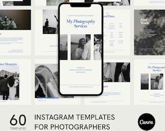 Wedding Photographer Instagram Templates Bundle: Editable Canva Social Media (Digital Download)