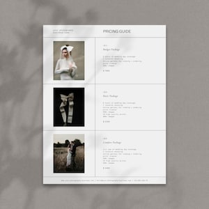 Wedding Photography Pricing Guide Template: Editable Canva Price List (Digital Download)