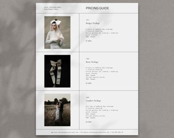 Wedding Photography Pricing Guide Template: Editable Canva Price List (Digital Download)