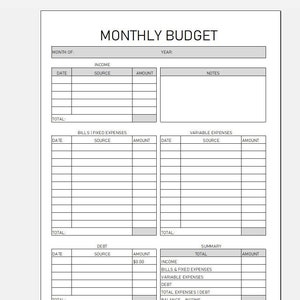 Monthly Budget Planner | Budget Worksheet | Personal Budget Sheet ...