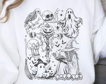 Vintage Halloween Sweatshirt, Fall Shirt, Spooky Season Sweatshirt, Ghost Halloween Shirts, Tis The Season Shirt, Pumpkin Witch Shirt
