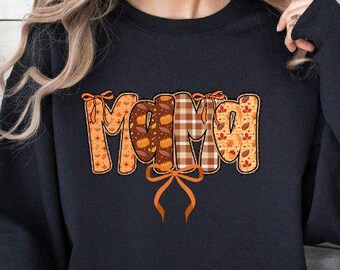 Mama Fall Sweatshirt, Fall Mama Coquette Sweatshirt, Cute Fall Gifts For Mom, Thanksgiving Mama Shirt, Pumpkin Season