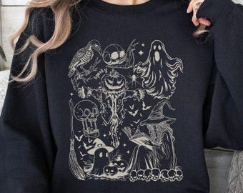 Vintage Halloween Sweatshirt, Fall Shirt, Spooky Season Sweatshirt, Ghost Halloween Shirts, Tis The Season Shirt, Pumpkin Witch Shirt