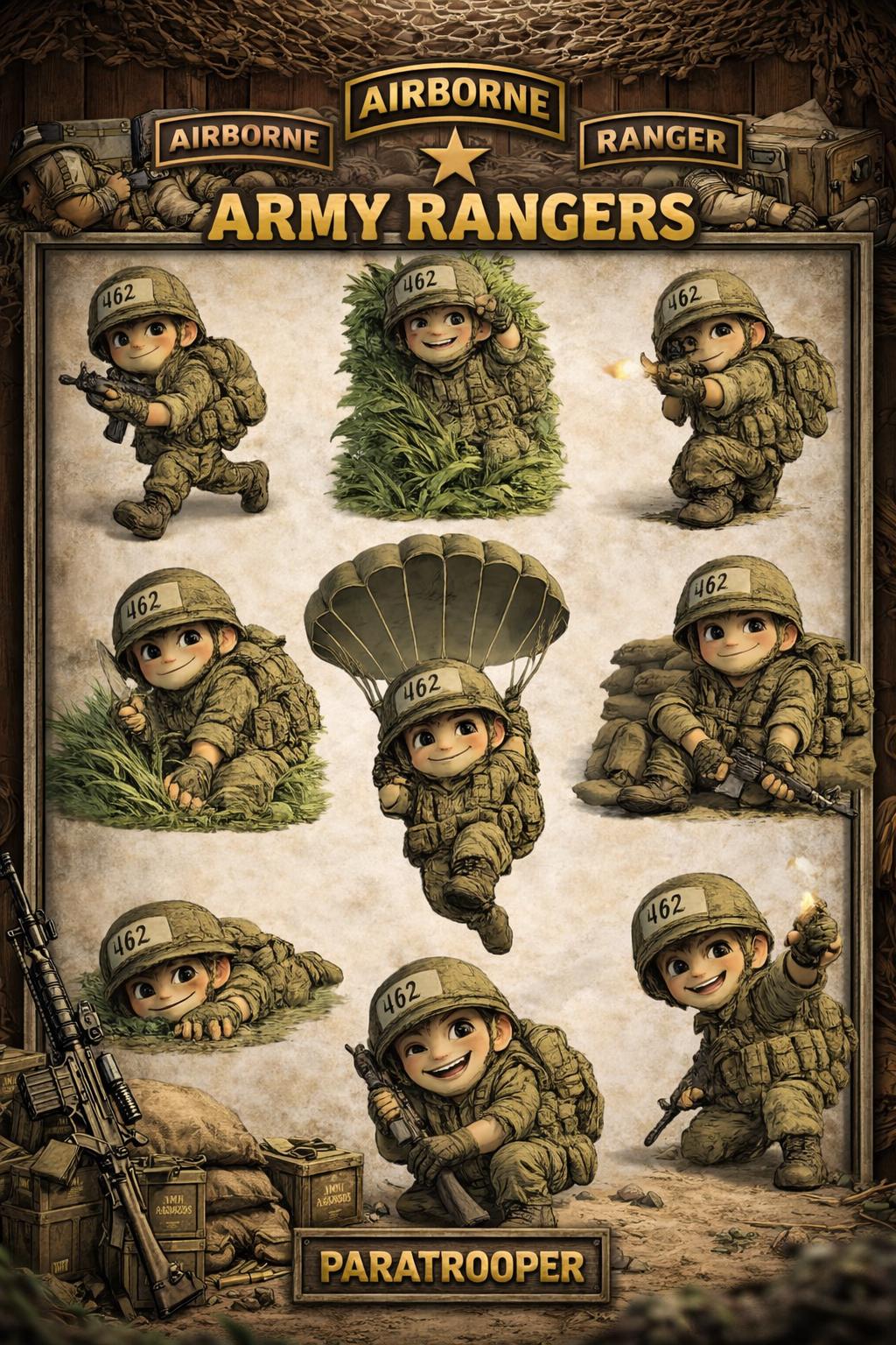 Airborne Army Rangers Chibi Clipart - Etsy