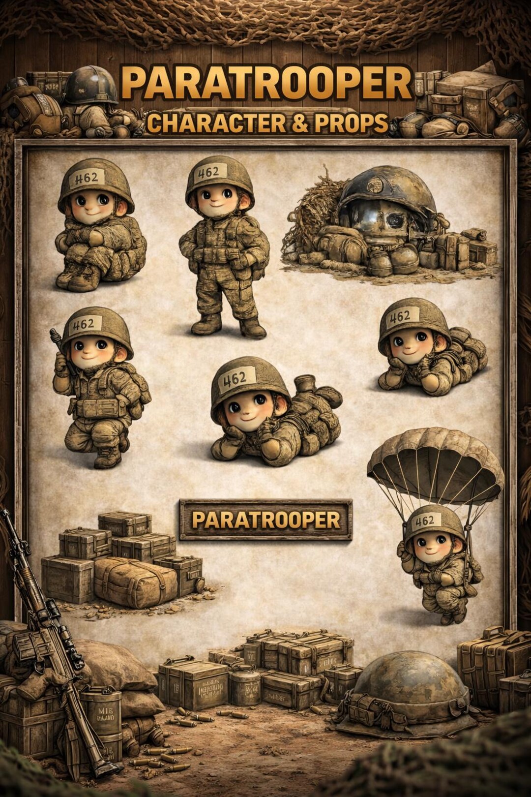Chibi Army Ranger Props 2 Clipart - Etsy