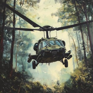 High Res Digital Artwork ll Helicopter flying low