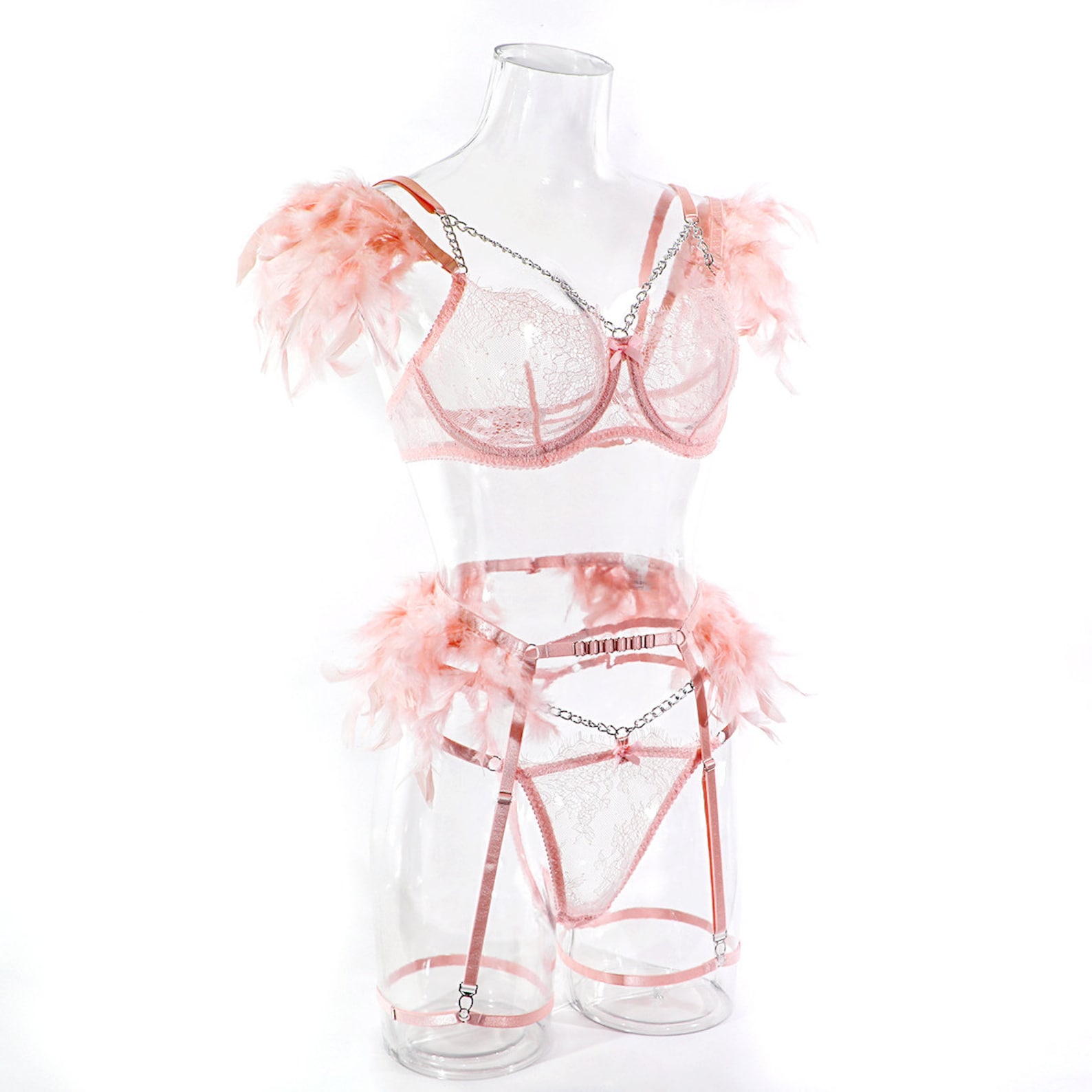 Exotic Feather Lingerie/ Sexy Bra Thong Garter/Leg Straps/Boudoir/Bachelorette Bikini/Carnival Intimate/Kawaii Cosplay/Show Girl Costume image 7