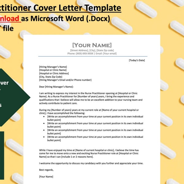 Nurse Practitioner Cover Letter, Nursing Cover Letter Template with Example, Nurse Cover Letter | Microsoft Word, Google Docs