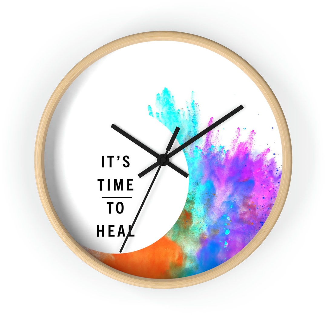 It's Time to Heal Modern Wall Clock Therapist Gift 10 Inch Abstract