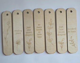 Laser Engraved Wood Bookmark: Baltic Birch, Cherry Veneer, Reader Gift