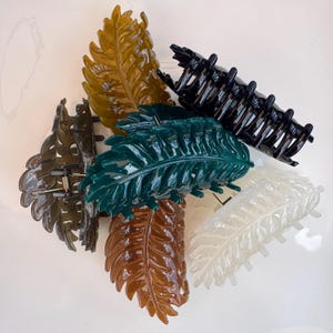 Leaf Hair Claw Clip Set: Glassy Finish, Strong Hold (4.25&quot; L, Set of 2)
