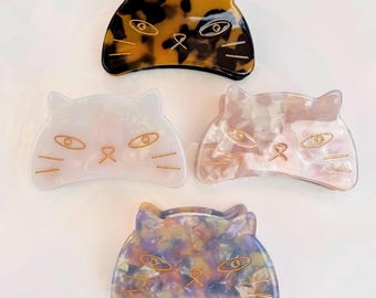The "Cat Klip" - Cute, Grumpy Cat Face Hair Clip Claw - sold individually or as a set of 4 - Size: 2.5" x 1.75" x 1.5"