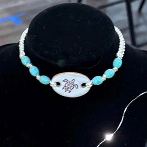 Handmade Turtle Macrame Choker Boho Hippie Choker, Woven Braided Adjustable Beaded Beach Jewelry, Minimalist Necklace, Macrame Choker, USA