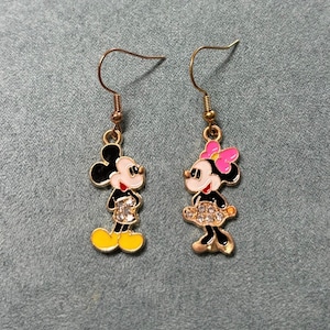 Mickey Mouse earrings, Minnie Mouse earrings, Disney inspired jewelry, Disney jewelry, Disney earrings, Mickey charm, Minnie Mouse charm,