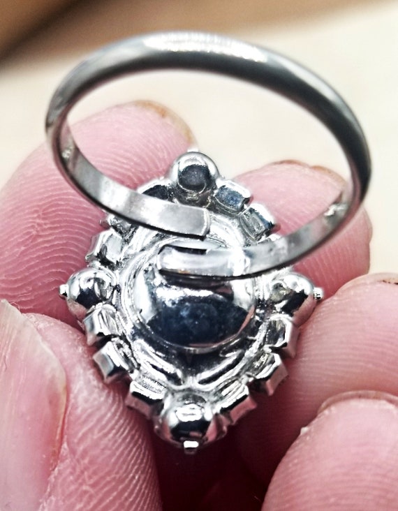 Vintage Silver Tone Rhinestone Ring - image 6