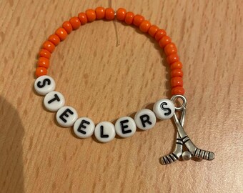 Pulsera de la amistad de hockey sobre hielo de los Steelers con dije