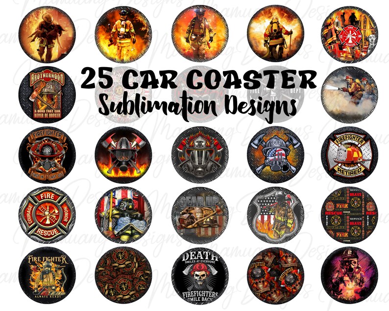 Car Coaster, Fireman Firefighter Bundle, Sublimation Design, Dad ...