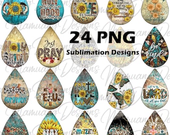 Christian Lord Teardrop Earrings Bundle, Sublimation Design Printable Digital Download, Tear Drop Earrings, Set Wraps Template, Bible Vibes