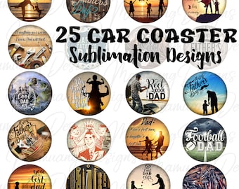 Car Coaster, Fathers Day Bundle, Sublimation Design, Dad Printable Digital Download, Round Sign Cup, Key Chain, Keychain Set Wraps Template