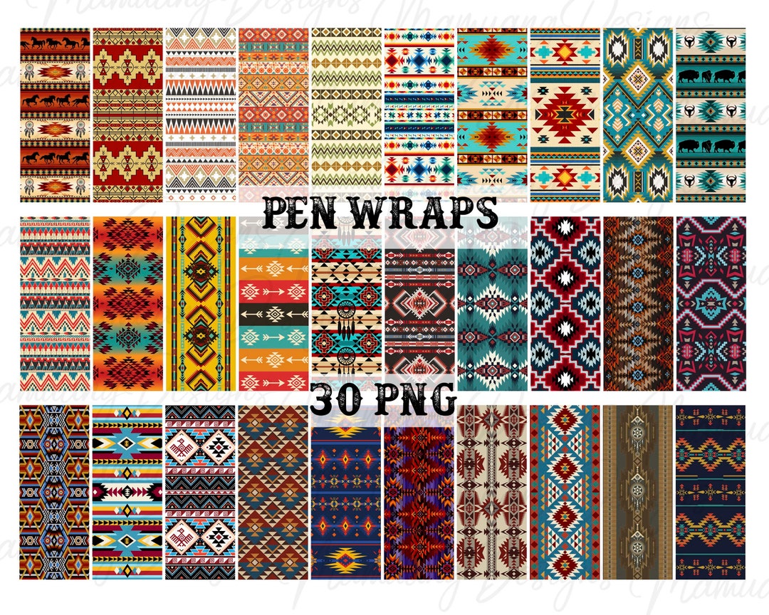 Pen Wraps Aztec Western Bundle, Sublimation Design, Printable Digital ...
