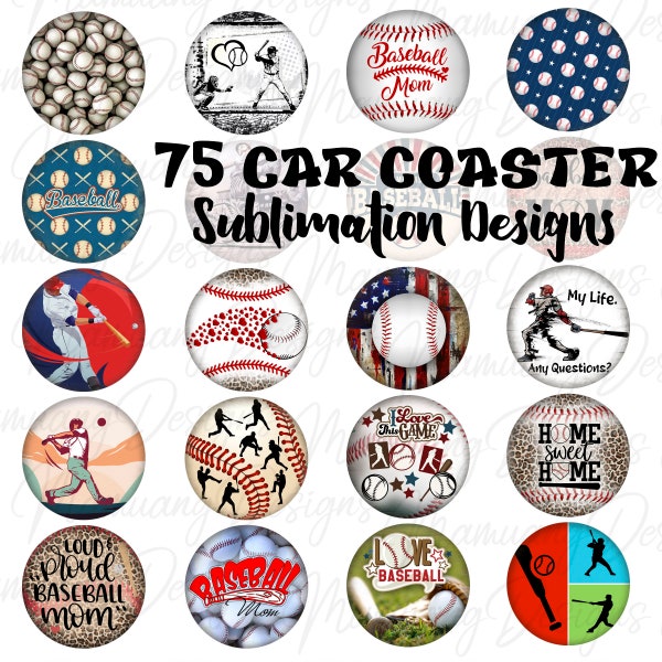 Car Coaster, Baseball Bundle, Sublimation Design, Printable Digital Download, Round Sign Cup, Key Chain, Sport Keychain Set Wraps, USA Game