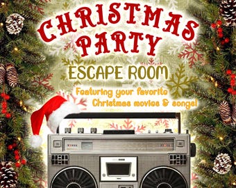 Christmas Party Escape Room | Featuring Christmas Movies and Songs | Family Gathering Printable Game | Adult Christmas Themed Escape Room