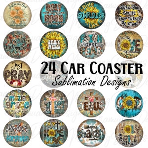 Car Coaster, Christian Lord Bundle, Sublimation Design, Printable Digital Download, Round Sign Cup, Key Chain, Keychain Set Wraps Template
