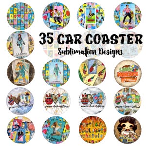 Porta-copos de carro, Pacote de Loteria Mexicana, Design de Sublimação, Download Digital para Impressão, Copo com Placa Redonda, Chaveiro, Conjunto de Chaveiros Mexicanos